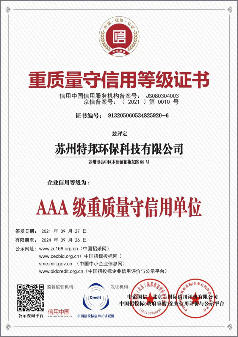 重質(zhì)量守信用等級(jí)證書